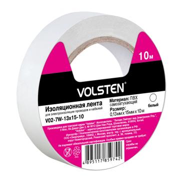 Изолента Volsten V02-7W-13x15-10 0,13х15 мм, белая, 10 метров