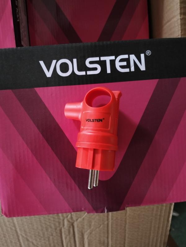 Вилка Volsten S2-PZ Red угловая с кольцом каучук. красн. с/з 16A IP44 