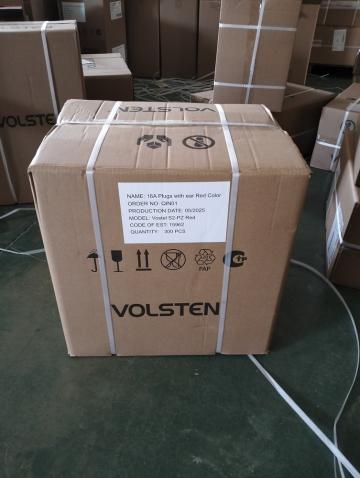 Вилка Volsten S2-PZ Red угловая с кольцом каучук. красн. с/з 16A IP44 