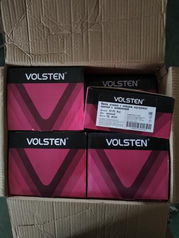Вилка Volsten S2-PZ Red угловая с кольцом каучук. красн. с/з 16A IP44 