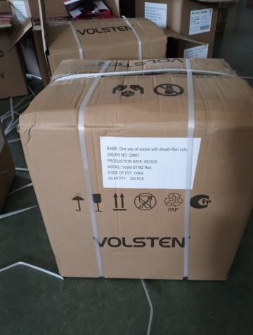 Розетка Volsten S1-MZ Red перенос. каучук. с защит. крышкой 1 местн. красн. с/з IP44 