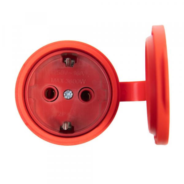 Розетка Volsten S1-MZ Red перенос. каучук. с защит. крышкой 1 местн. красн. с/з IP44 