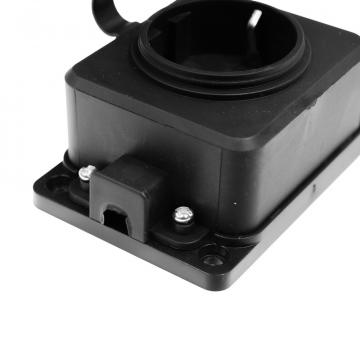 Колодка Volsten S1-M1Z Black штепс. с защит. крышкой каучук. 1 местн. чёрн. с/з IP44  