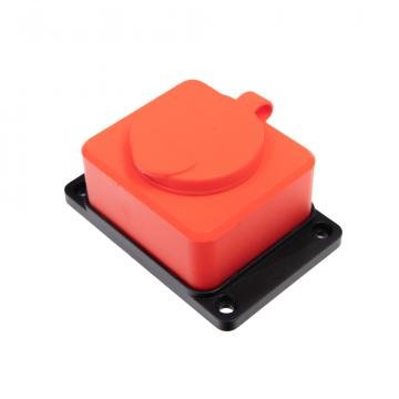 Колодка Volsten S1-M1Z Red штепс. с защит. крышкой каучук. 1 местн. красн. с/з IP44