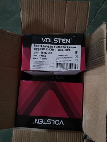 Колодка Volsten S1-M1Z Red штепс. с защит. крышкой каучук. 1 местн. красн. с/з IP44