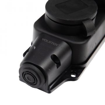 Колодка Volsten S1-M2Z Black штепс. с защит. крышкой каучук. 2-х местн. чёрн. с/з IP44