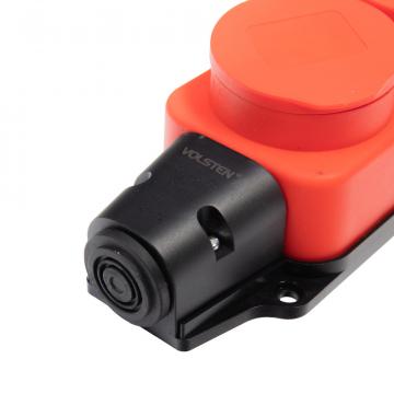 Колодка Volsten S1-M2Z Red штепс. с защит. крышкой каучук. 2-х местн. красн. с/з IP44 