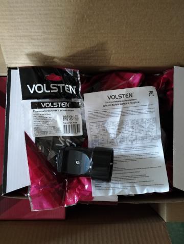 Розетка штепсельная Volsten S1-MZ12 Black чёрная с заземляющим контактом 16А 
