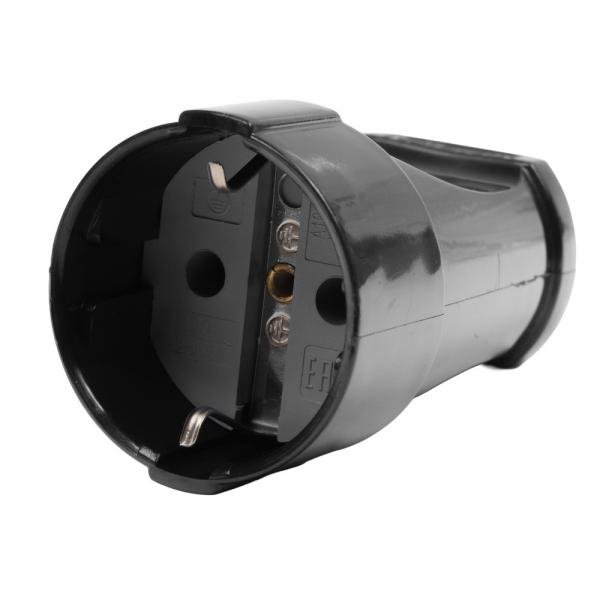 Розетка штепсельная Volsten S1-MZ12 Black чёрная с заземляющим контактом 16А 