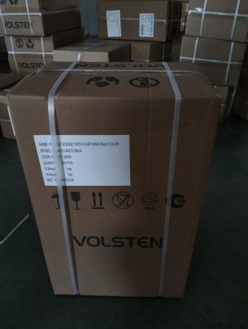 Розетка штепсельная Volsten S1-MZ12 Black чёрная с заземляющим контактом 16А 